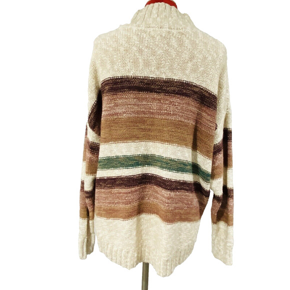 Melrose & Market Pullover Sweater Cotton Blend Earth Tone Stripes Textured Sz M - Picture 8 of 9